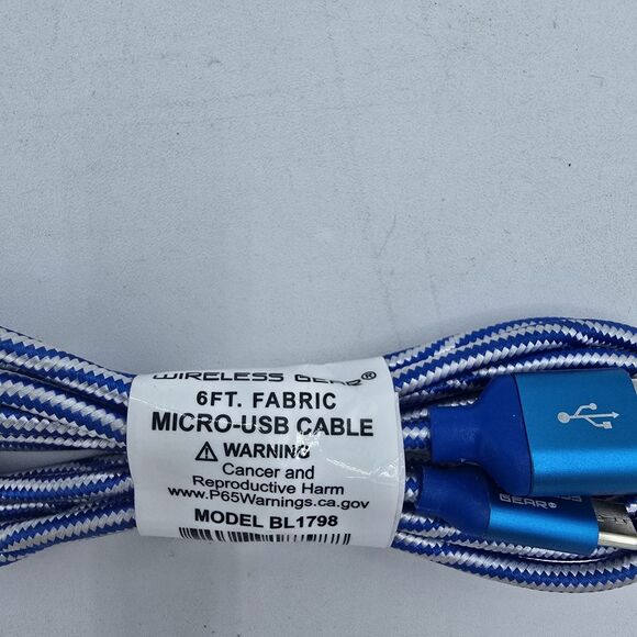Wireless Gear 6 ft micro usb sync and charge cable. Fabric material. - Picture 2 of 4